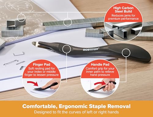 Bostitch Titan Heavy Duty Metal Stapler, 50 Sheet Capacity with 1250 Staples and Ergonomic Staple Remover, Jam Free Stapling, Full Strip Stapler for Desk, Office and Classroom, Bla image 6
