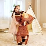 IKASA Groß Hochlandkuh Kuh Kuscheltier Riesen Stofftier,85cm Gross Plüschtier Riesige Plüsch Spielzeug Jumbo Plüschtiere,Geschenk für Kinder