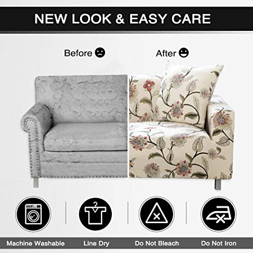 Lamberia Printed Sofa Cover Stretch Couch Cover Sofa Slipcovers For 4 Cushion Couch With Two Free Pillow Cases (Blooming Flower, Sofa 4 Seater) #TOP3
