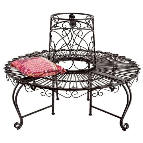 DanDiBo 96591 Banc d'arbre rond en métal résistant aux intempéries Marron Ø 135 cm