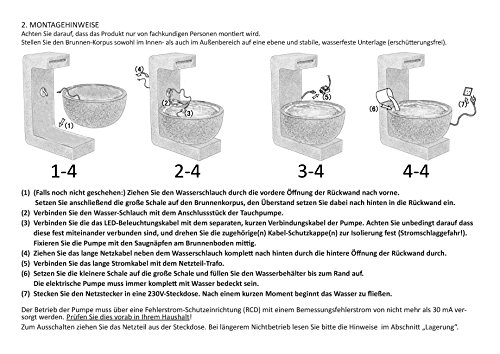 dobar® 96120e Großer Design Gartenbrunnen Juno | Terrassenbrunnen mit LED-Beleuchtung | Wasserfall aus Polyresin | Springbrunnen Outdoor | Dekorativer Zierbrunnen | 52 x 44 x 65 cm Grau/Hellgrau