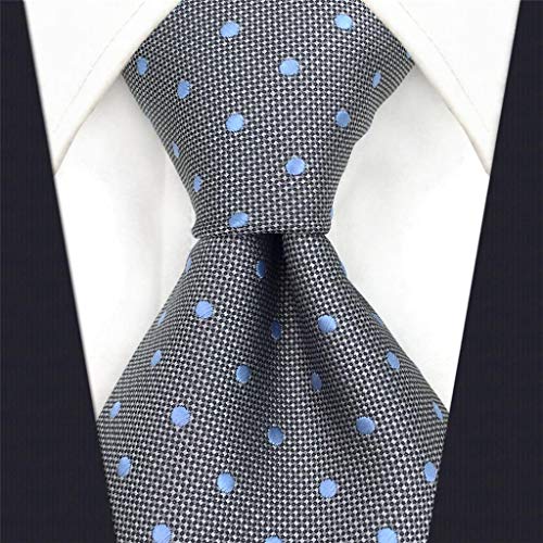 S&W SHLAX&WING Gravata masculina cinza azul com pontos gravatas masculinas de seda clássica tamanho