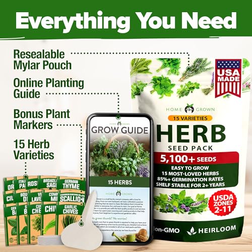 HOME GROWN Herb Seeds for Planting 15-Pack Massive Seed Count 5,100+ Seeds Non-GMO Heirloom | Extra Large | Culinary Herb Kit, Indoor Outdoor & Hydroponic | Grow Your Own Herbs | Gardening Gift - Image 8