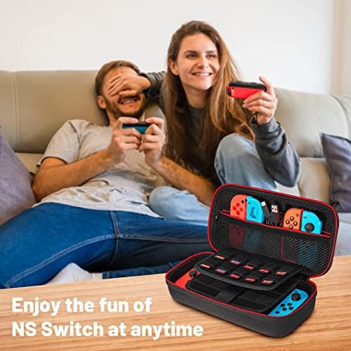 Etui na NS Switch/Switch OLED Younik ulepszona wersja twarda torba podróżna case z większym miejscem na 19 gier, oficjalny adapter prądu zmiennego i inne akcesoria NS Switch