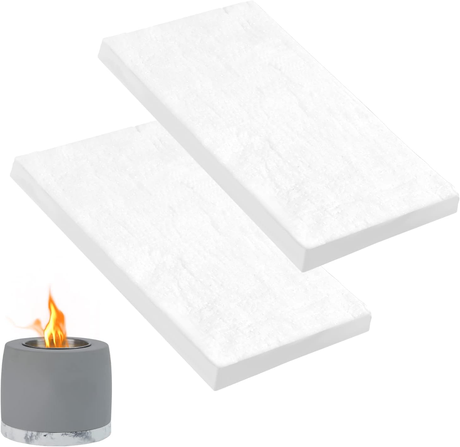 2PACK Ceramic Wool for Fire Pit & Fireplace Inserts - Extend Burn Time & Improve Insulation - Perfect for Small Fireplaces & Tabletop Fire Pit (12" D x 8" W x 1" H) - Fireproof Insulation