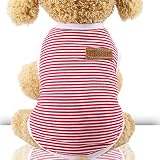 RIOSTUDIO 犬服 犬の服 春夏用 夏用 ボーダータンクトップ 定番Tシャツ ノースリーブ 薄手 綿製 シンプルワンコ服 抜け毛防止 ペットウェア ドッグウェア 犬 服 猫服 犬用 猫用 お出掛け おしゃれ インスタ映え (②レッド×ホワイト,XXL)