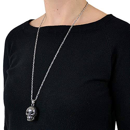 Morella Damen Halskette 70 cm Edelstahl Totenkopf Anhänger im Schmuckbeutel - 4