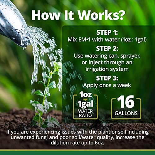 Teraganix Em-1 Plant Growth, Microbial Inoculant Concentrate, ﻿Soil Conditioner, Root Enhancer, Liquid Probiotic For Soils & Plants, Seed Germination, Garden, ﻿Hydroponics, Lawn Care (16 Fl Oz) #TOP2