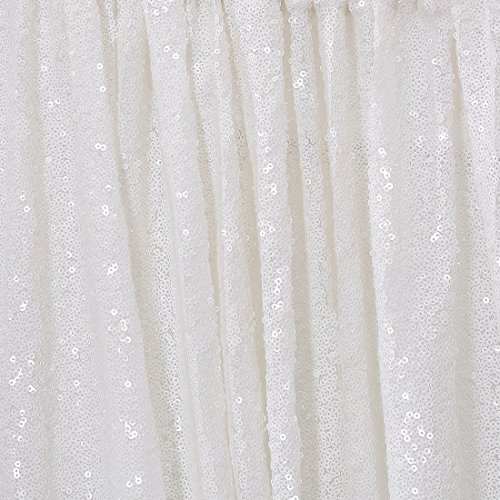 Poise3Ehome 50-Inch Round Sequin Tablecloth For Party Cake Dessert Table Exhibition Events, White #TOP3