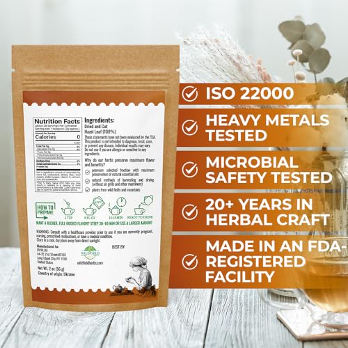 Image of 2 oz. Hazel Leaf Herbal Tea (Folium Coryli avellanae) - 56g Dried Hazel Leaf Tea Hojas de Avellano