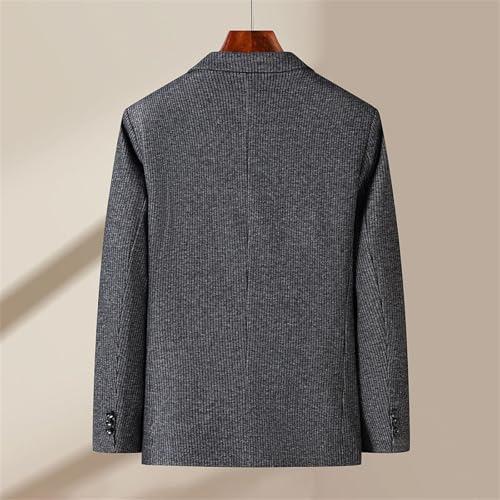 Men Business Party Single Breasted Woolen Blend Blazer Elastic Stripes Two-Button Coat With Pockets3