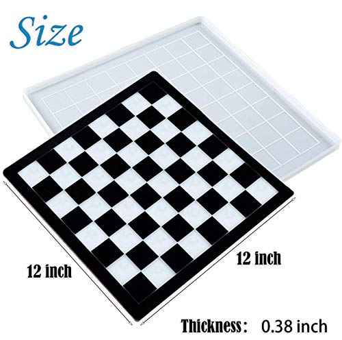 Chess Board Resin Mold Set, 1 Pcs Large Checker Board Epoxy Casting Mold with 6 Pcs 3D Chess Pieces Silicone Molds for DIY Art Crafts Jewelry Making, Family Board Games - Thumbnail 6