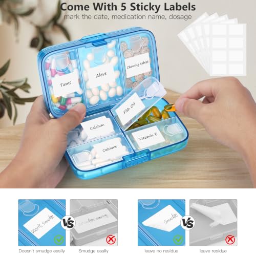 Image of FYY Travel Pill Organizer, Large Weekly Medicine Pill Organizer-Navy
