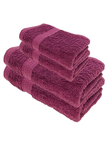Julie Julsen Juego de toallas de ducha (4 piezas, 2 toallas de ducha, 2 toallas de mano, 100% algodón, 550 g/m²), color lila Cover