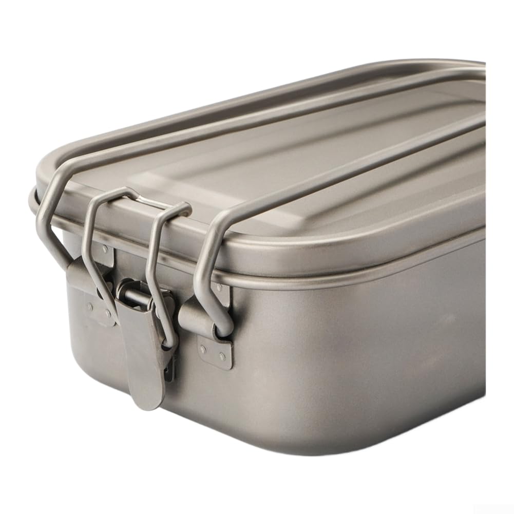 Leichte 700 ml Titan-Lunchbox für Reisen, Camping, Picknick, Outdoor-Aktivitäten, auslaufsichere Dichtung, faltbarer Griff, Titan-Konstruktion