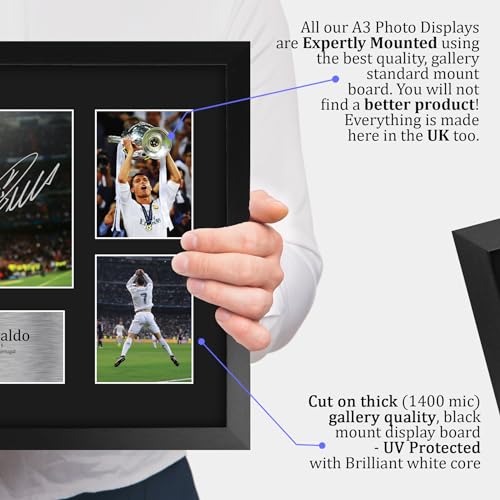 HWC Trading FR A3 Cristiano Ronaldo Real Madrid Gedruckte Memorabilien Signiertes Autogramm Fotodisplay für Fußball Anhänger und Fans - A3 Gerahmt