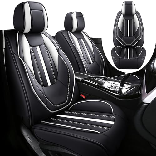 Car Seat Covers Fit For Great Wall Hover H6 Steed Tengyi C30 Tengyi C50, D, Full Set Waterproof, Breathable PU Leather, Wear-resistant, Exquisite Comfort(Blue white)