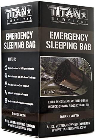 Titan Extra-Thick Emergency Mylar Sleeping Bag | Designed for NASA Space Exploration and Heat Retention. Perfect for Survival Kits and Go-Bags. Includes Nylon Drawstring Bag and eBooks.