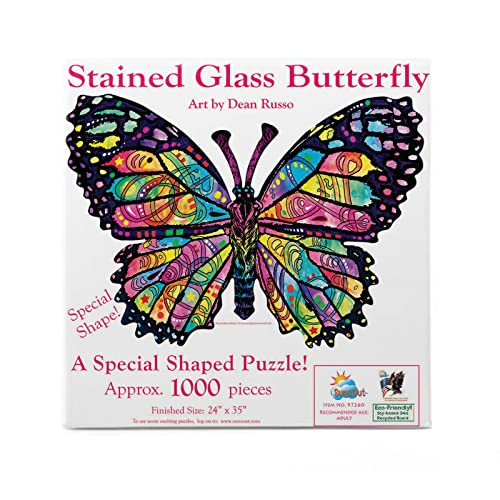 Stained Glass Butterfly Shaped 1000 Pc Jigsaw Puzzle by SunsOut