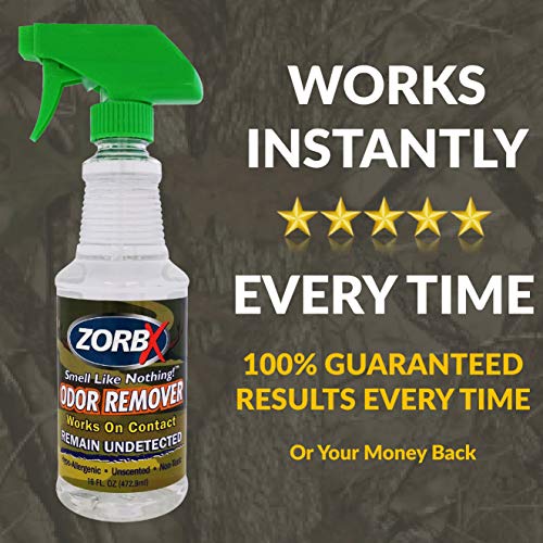 Zorbx - 16oz Remain undetected Hunting and Fishing Odor Remover Spray for Gloves, Hands, Clothes, Gear, Boots, Backpack,and All Accessories