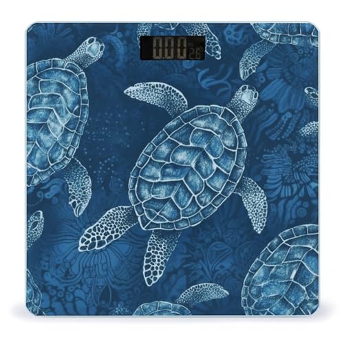Báscula Digital Azul Tortuga Marina de Vidrio Templado miniatura 1