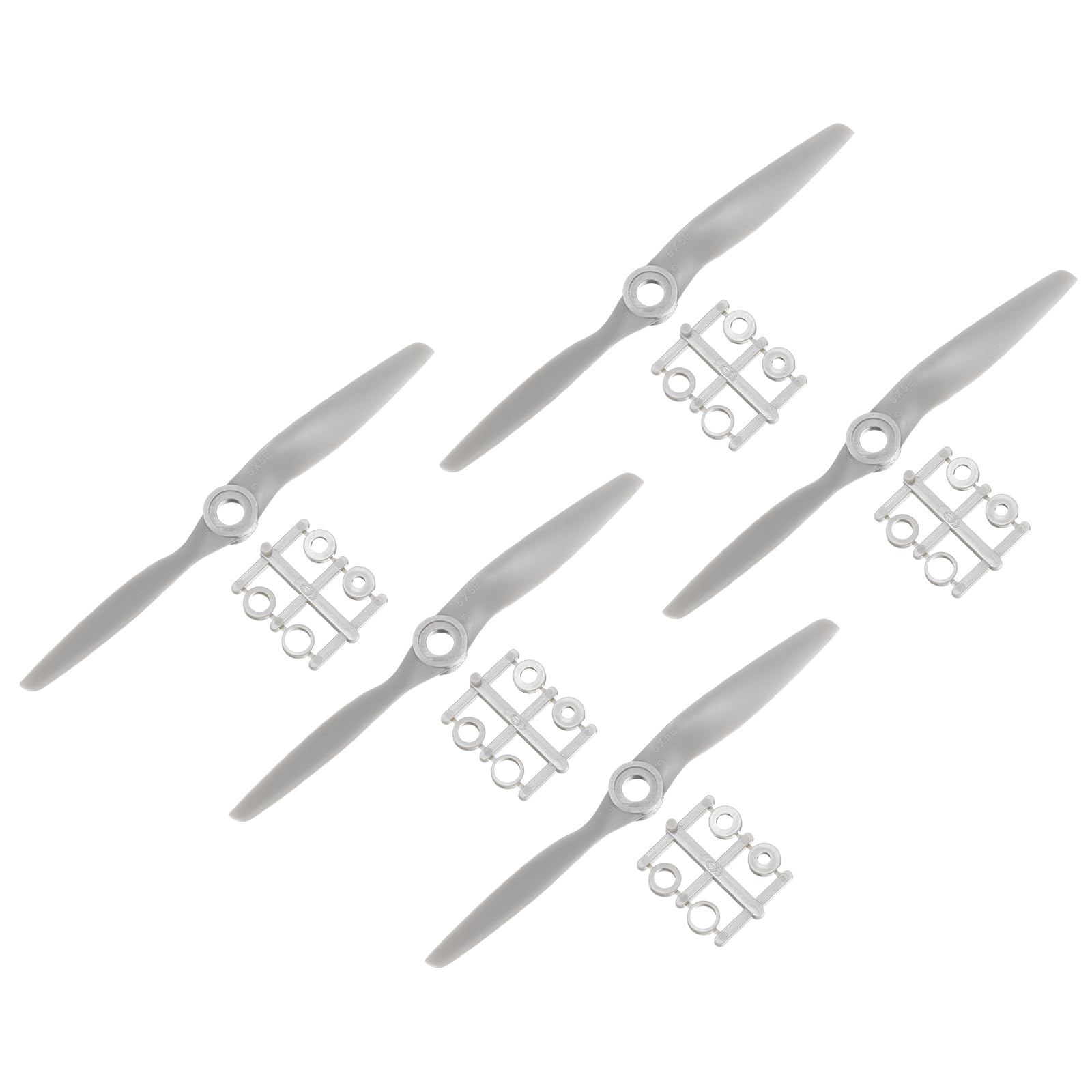 sourcing map 5Pcs 8x4 Inch Propeller RC Propellers 2-Vane Blades Props Gray with Adapter Rings for RC Airplane Aircraft Prop Replacement