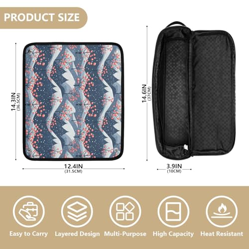 Bolsa de viaje para herramientas de cabello resistente al calor Winter Mountain Tree Marble, alfombrilla para planchas, rizadores y organizador portátil miniatura 4