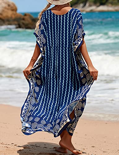 Image of Eddoyee Loose Beach Kaftan Dresses for Women Caftan Swimsuit Cover Up