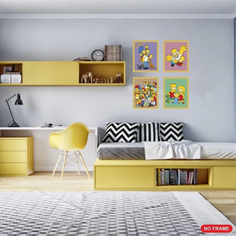 Miniatura 4 de PurpleheARTs Póster de los Simpsons, juego de 4 pósteres de película sin marco (8 x 10 pulgadas) Bart Homer Marge Lisa Maggie, arte de pared de Los