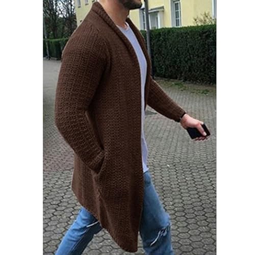 JEShifangjiusu Mens Long Thickening Cardigan Sweater Threaded Elastic Hem Knit Outerwear Flip Collar Slim Fit Knitwear2