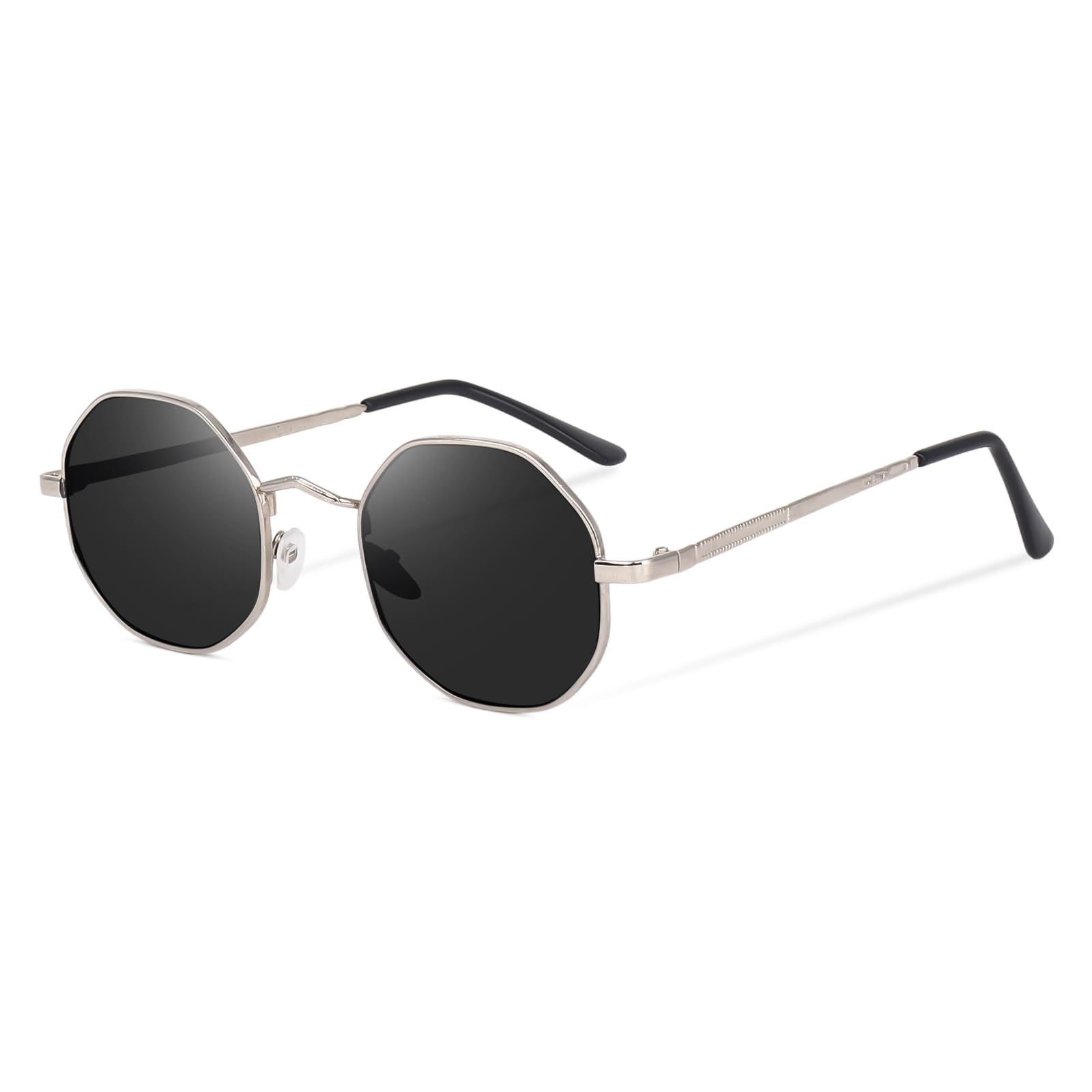 Retro Round Sunglasses | Stylish Metal Frame Black Lens Vintage Goggles | Lightweight Fashion Sunglasses for Men & Women-image-18