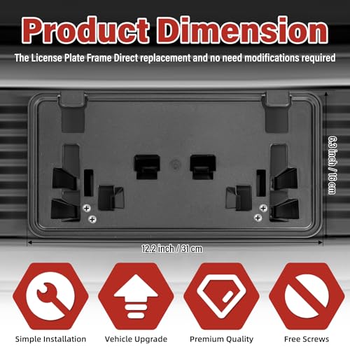 Image of License Plate Bracket Accessories for Ford F150 2.7L /3.0L /3.5L 2021 2022 2023, Front Bumper License Plate Holder Replacement Frame Black Mount, Easy Installation # ML3Z-17A385-BB