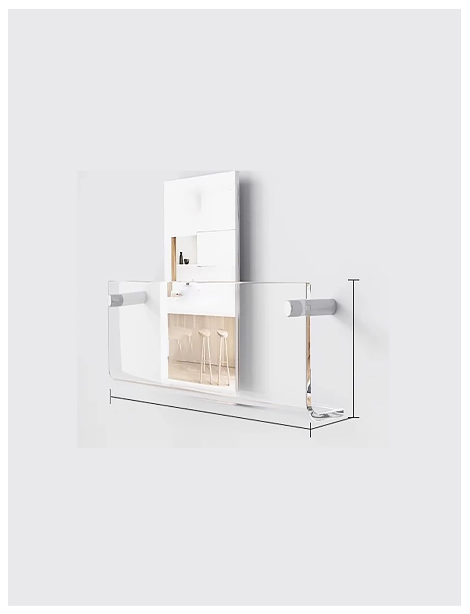 HKSDKABOP Acrylic Floating Bookshelves， Acrylic Wall-Mounted Magazine Holder, 40-120 cm, Home Office(No Drilling,60cm(23.6in))