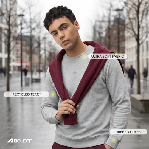 Image of Boldfit Sweatshirt for Man, Ultra Soft Warm Sweatshirts for Men, Stylish Tailored Fit Full Sleeve Mens Sweatshirts, Tshirt Style Winter Wear for Men, Winter Sweatshirt for Casual & Semi-Formal Outfits