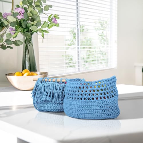 Image of ZUEXT Macrame Cord, Light Blue, 4mm x 547yds Cotton String Macrame Yarn | Natural Handmade, 4 Strands Twisted Cotton Rope, for Craft Wall Hanging Weaving Tapestry Dream Catchers Hanger DIY Gift, 500m
