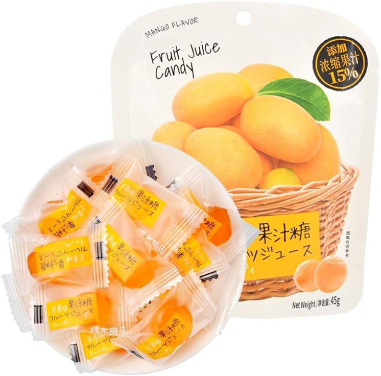 Mango Juice Gummies, Mango Snacks, Mango Juice Candy, Individually Wrapped, Fruitilicious Juicy Candy, Gummy Sweets,Soft Chewy Candy,Vegan Sweets, Fruit Vegetarian Sweets (Mango flavor,8bags)