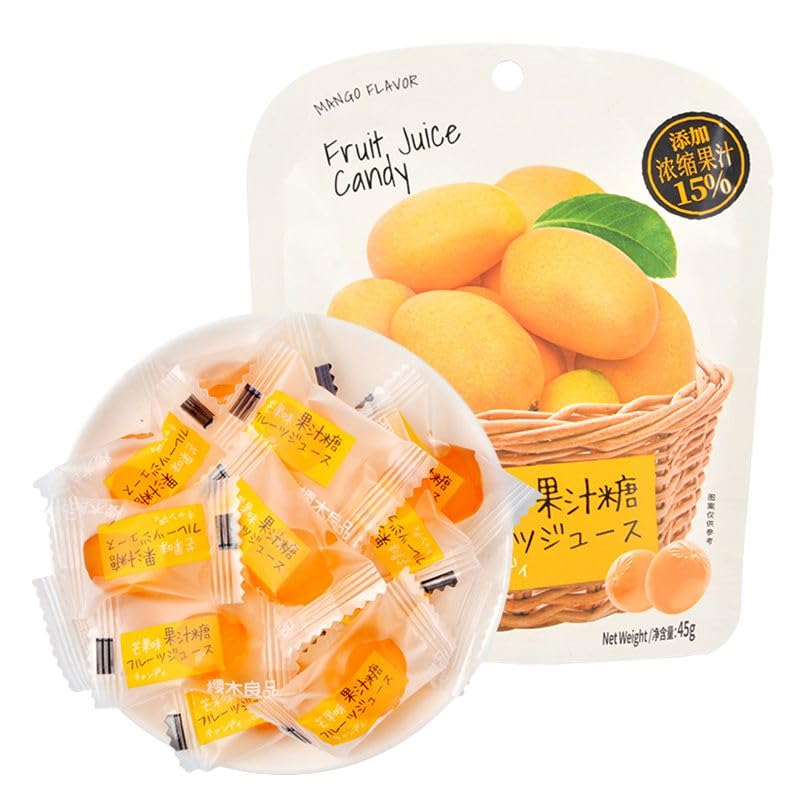 Mango Juice Gummies, Mango Snacks, Mango Juice Candy, Individually Wrapped, Fruitilicious Juicy Candy, Gummy Sweets,Soft Chewy Candy,Vegan Sweets, Fruit Vegetarian Sweets (Mango flavor,1bag)