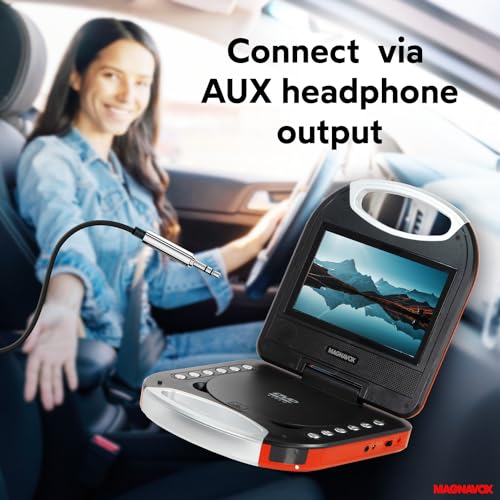 Magnavox – DVD Player portátil de 7 polegadas com controle remoto e adaptador de carro, tela TFT, le
