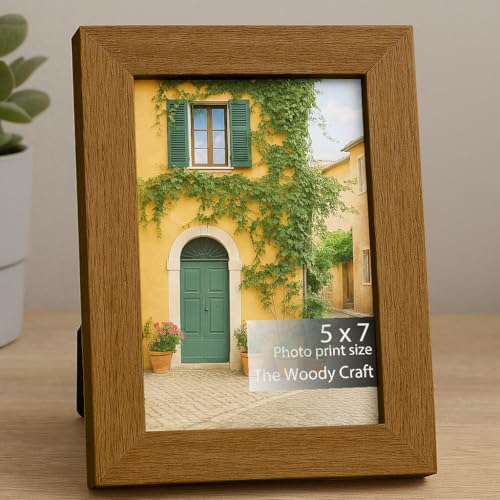 Image of Rustic Photo Frames For Table | Vintage Photo Frame 5x7 inch | Solid Wooden Photo Frame | Warm Brown Frames For Wall Decor | Ideal Wooden Engraved Photo Frame Gift