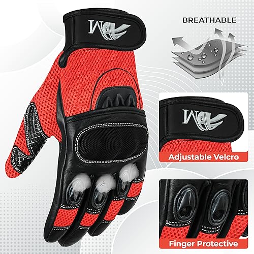 Prime Leather NUOVO Motocicletta Guanti guida DITA...