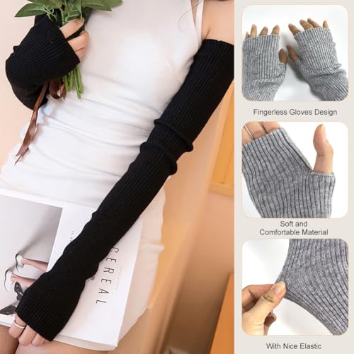 EQLEF Winter Arm Warmers, Armstulpen Gestrickt, Armstulpen Damen Winter Warm Armwärmer Handstulpen Damen Winter Stulpen Arm Lange Handschuhe Ohne Finger für Den Winter – Bild 5