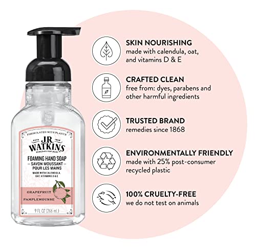 image for J.R. Watkins Foaming Hand Soap Pump with Dispenser, Moisturizing All N