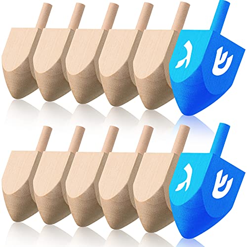 12 Pieces Hanukkah Wooden Dreidel 2.5 Inches Unfinished Natural Wood Dreidels Blank Wooden Chanukah Dreidels Ready to Paint Decorate for Hanukkah Party Game Decoration and DIY Project