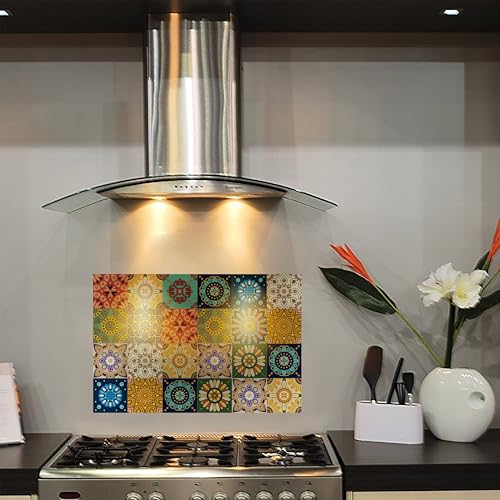 Image of WallDesign Fractal Pattern Tile Self-Adhesive Sticker - 16 x 24 inch Waterproof Easy Clean Durable Vinyl Decorative Film for Kitchen Counter, Washbasin, Table, Wall, Cupboard