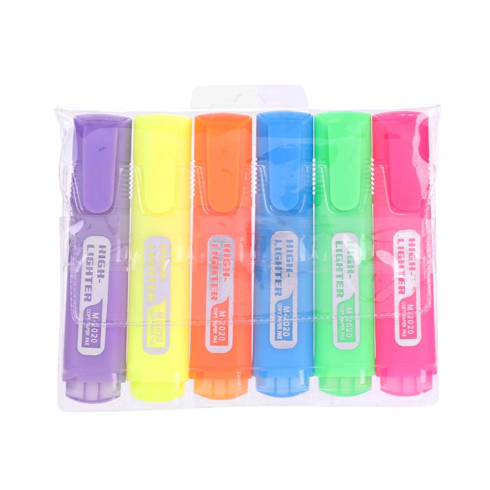 Highlighter Pen Brilliant Bright 6 Colours Liquid Neon Pen Chisel Tip 1-5mm Highlighter Pen, Used for Emphasising Important Information