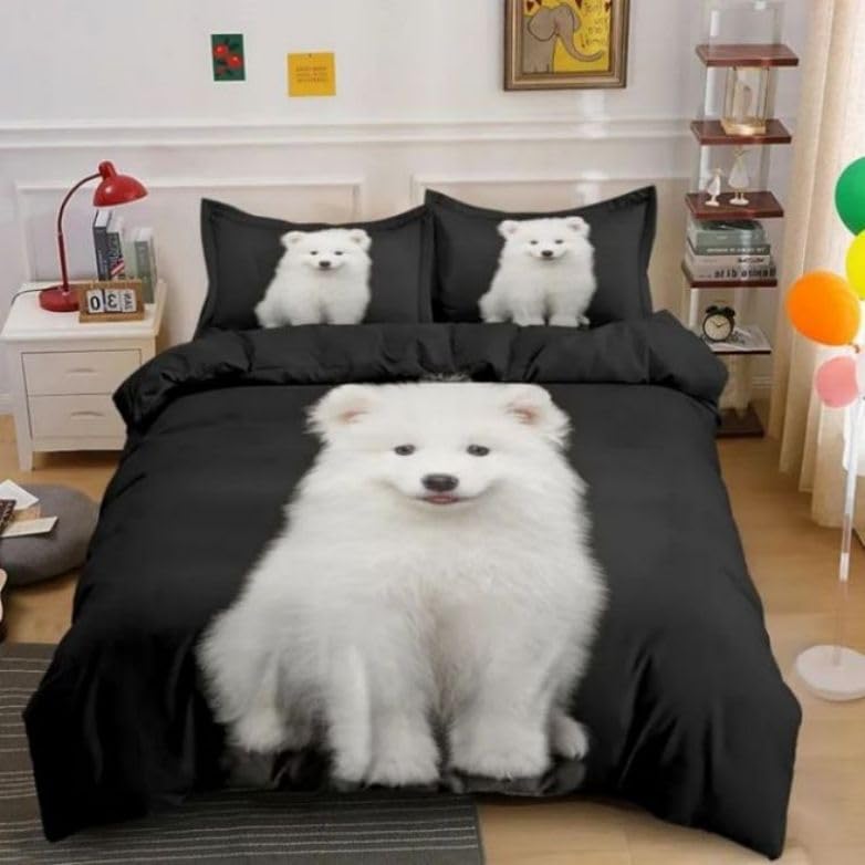 Funda nórdica cama 90 de perro negro en microfibra suave de 155x220 cm con almohada