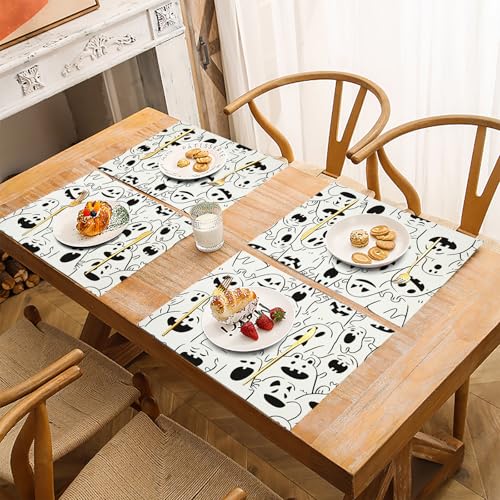 Set de table résistant à la chaleur en lin coton lavable rectangulaire