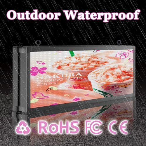 Image of P10 39 inchx14 inch Double-Sides LED Advertising Sign Outdoor Digital Billboard with High Brightness, WiFi Programmable for Stores, HD Image /Text Display, Weatherproof & Energy Efficient