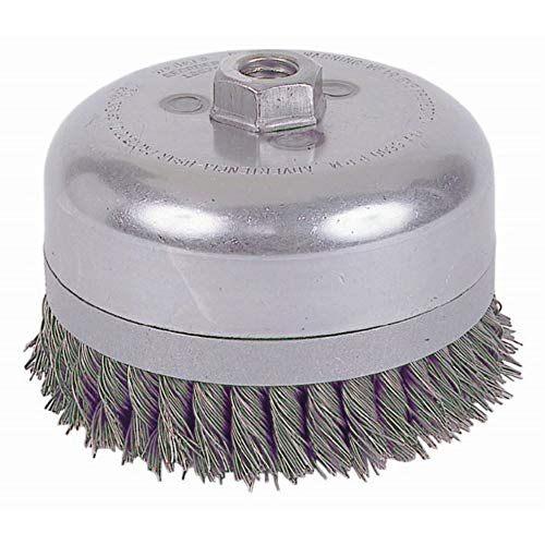 Weiler 12686 6" Double Row Knot Wire Cup, Banded, .035" Steel Fill, 5/8"-11 UNC Nut, Made in the USA by Weiler - Used condition - US$114.33