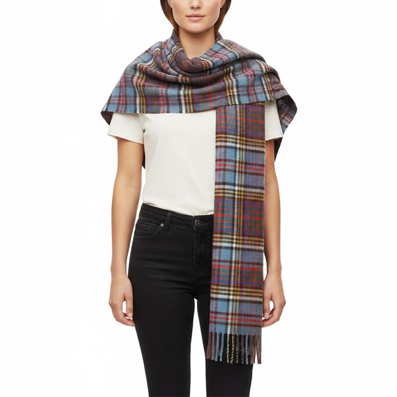 BRAW CLANS TARTANS Lambswool Stole Extra Long Scarf for women - 100% pure wool - Oversized Wrap shawl - Scottish Tartan - Wedding Mothers day gifts (Anderson)